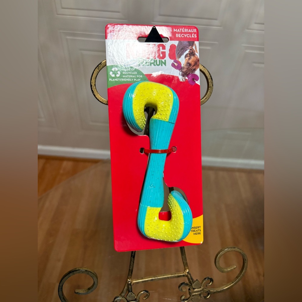 KONG Rerun Whoosh Fetch Bone Md/Lg Treat Stuffable Teeth Cleaning Dog Toy 8x3"